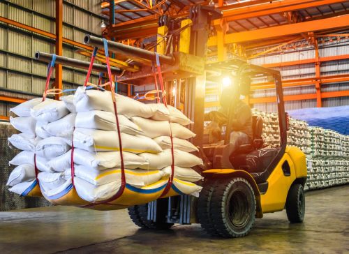 sugar bags in warehouse